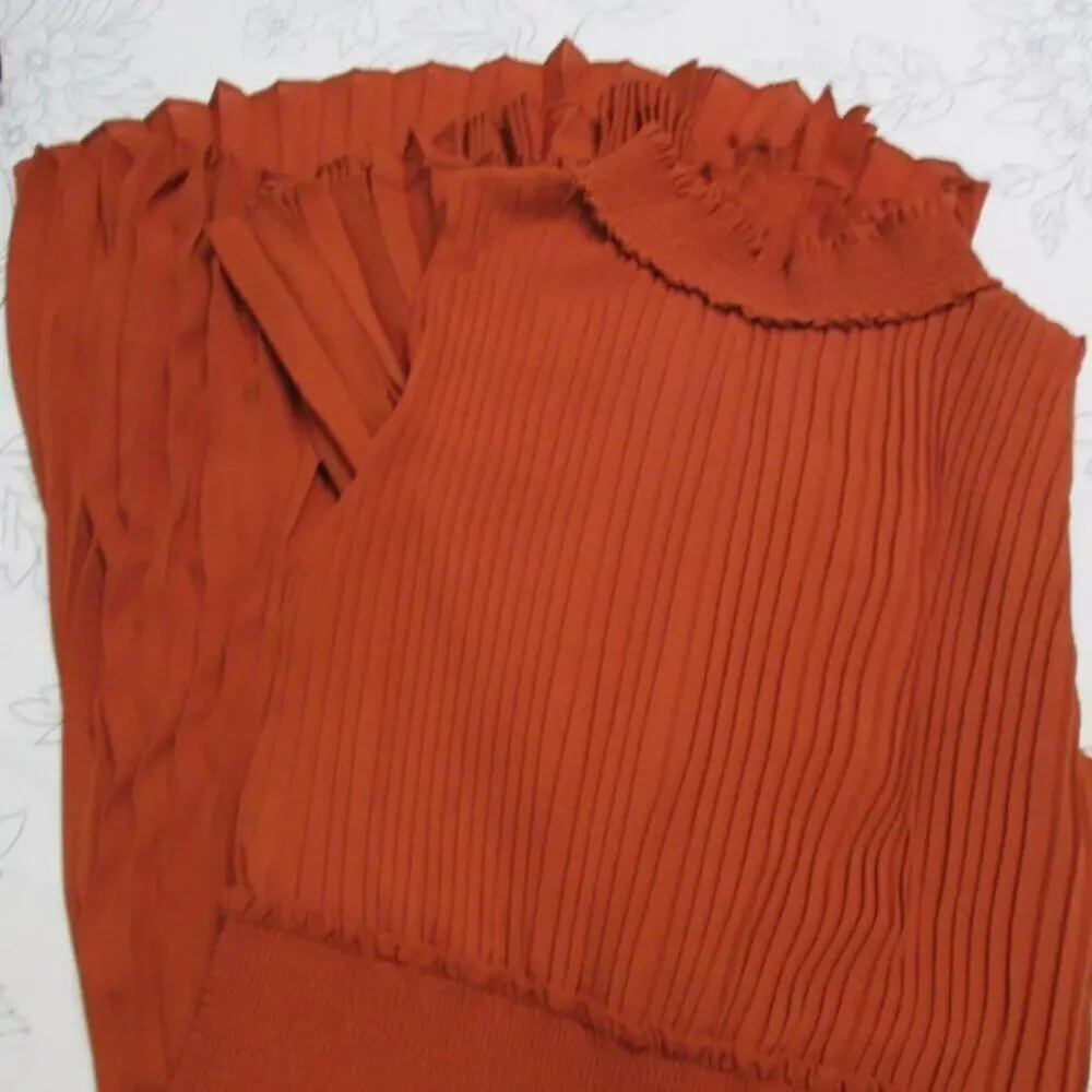 Nanette Lapore Pleated Sleeveless Smock Neck & Waist Midi Dress-Sienna-10-EUC - Picture 6 of 16